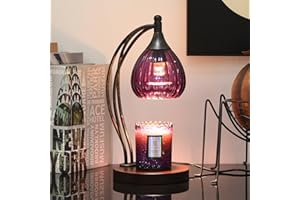 GOODBUY Candle Warmer Lamp with Timer Dimmer - Candle Light Warmer for Jar Candles with 2 Bulbs - Electric Candle Lamp Wax Warmer for Scented Wax Housewarming Gifts New Home Decor for Women Purple Black