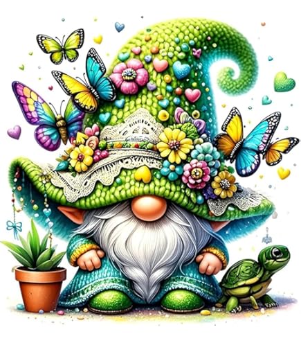DYAIANGMU Stamping Cross Stitch Kit,Gnome Butterfly