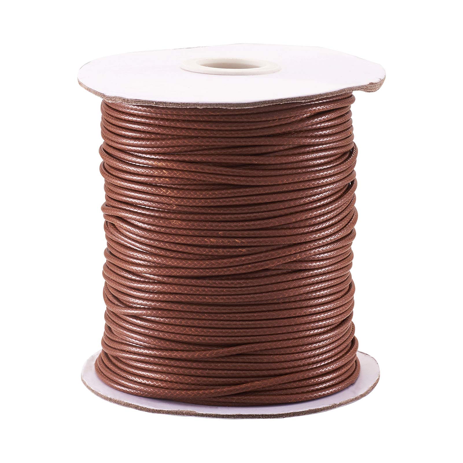 Pandahall 100 Yards/Roll 2mm Braided Waxed Polyester Cord String DIY Jewelry Craft Macramé Making Beading Thread Rope with Spool (Camel)