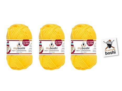 3er Set myboshi Wolle zum Häkeln oder Stricken (löwenzahn)– Pflegeleicht und waschbar
