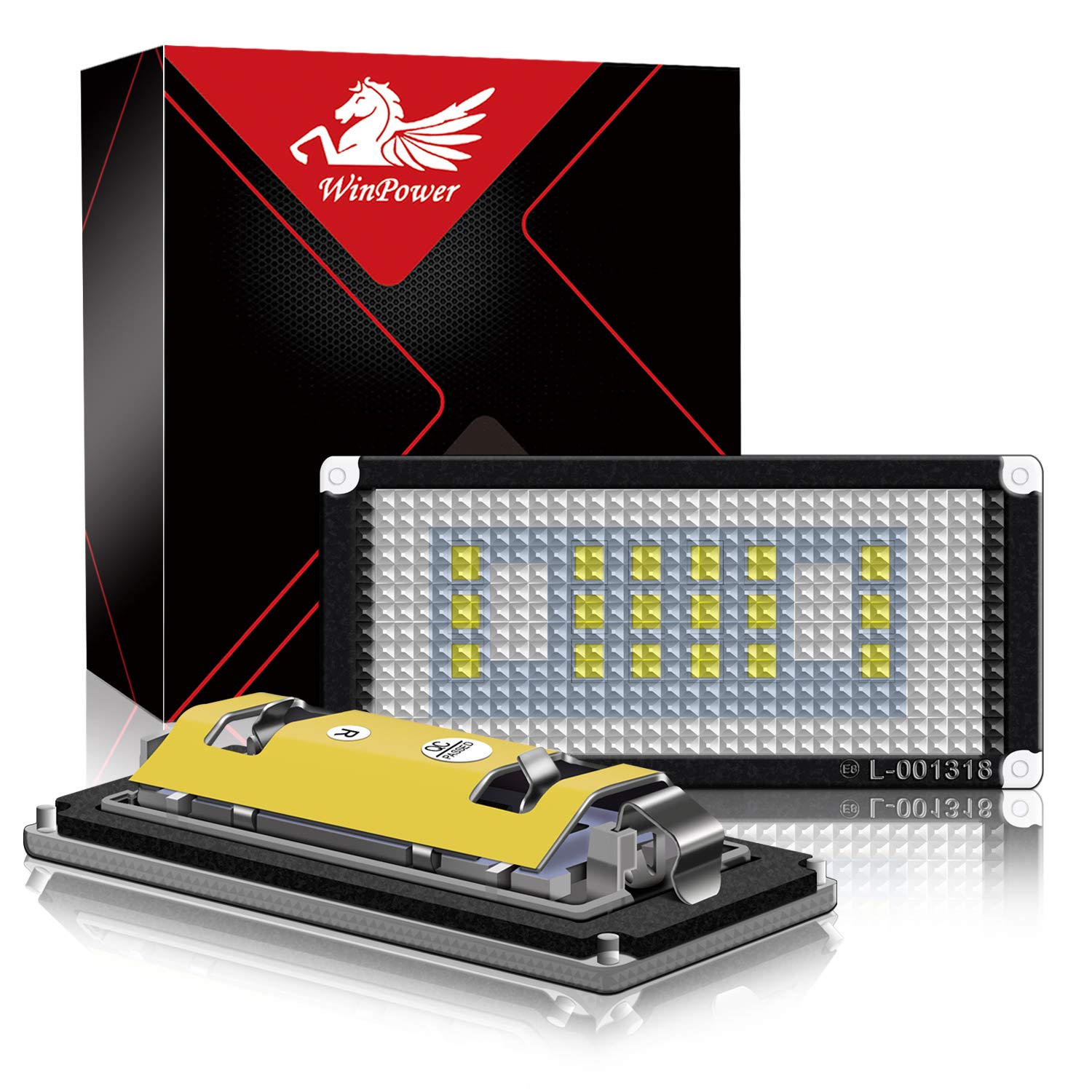 WinPower Number Plate Light Assembly LED License Lamps 6000K Cool White Bulb Error Free for 3-series E46 Facelifted 2D/M3 2003-2006, 2 Pieces