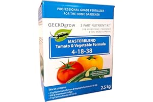 Gecko Grow Masterblend Tomato Formula 3 Part Kit (4-18-38), Nutrients/Fertilizer for Hydroponic, Container and Soil-Based Gar