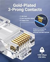 VCE RJ45 Pass Through Connectors Cat6 25 Pack Gold Plated UL Listed Ethernet view 3