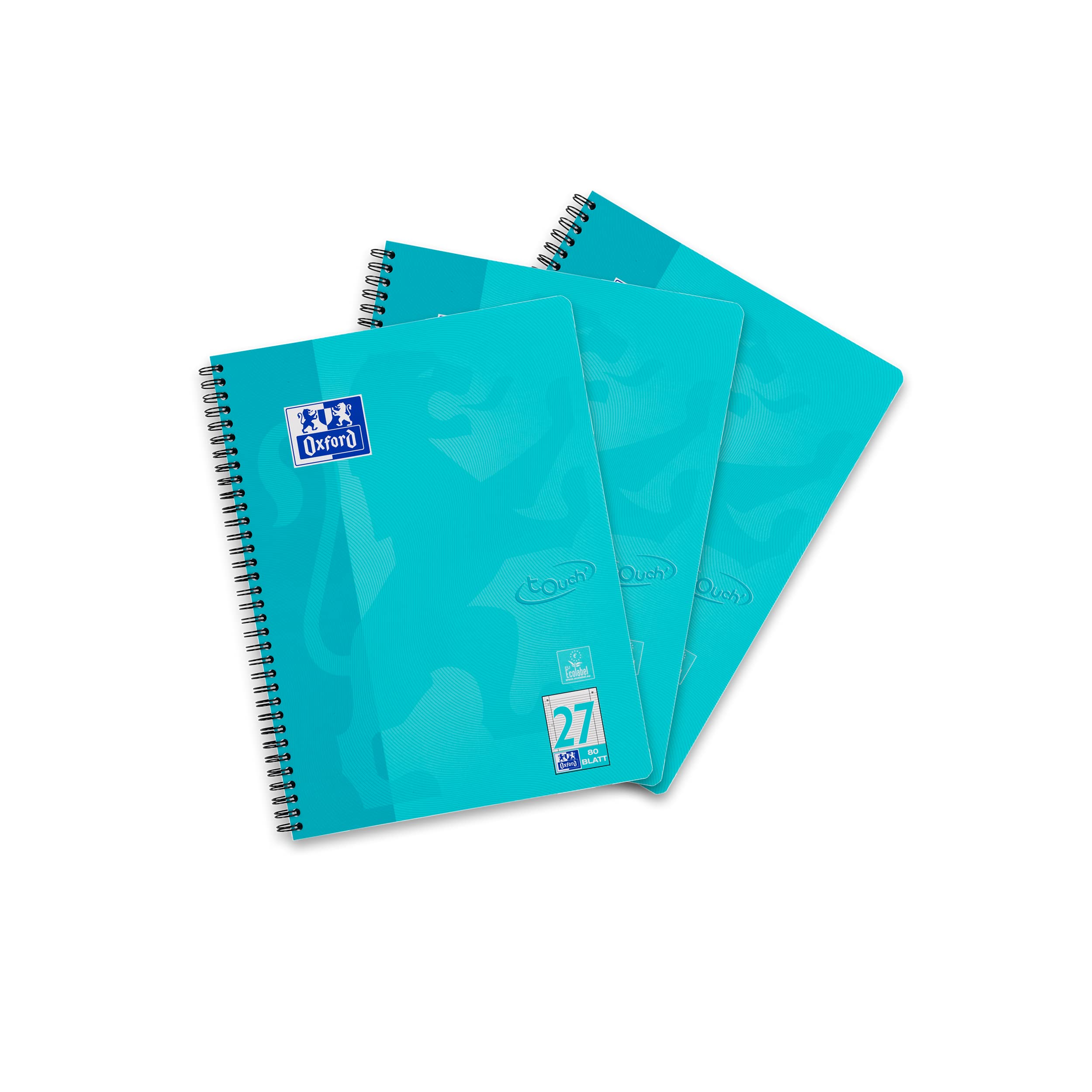 Oxford Touch A4 Lined Notepad with Double Margin 80 Sheets Aqua Pack of 3