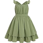 IBAKOM Girl Ruffle Smocked Prom Dress Teen Graduation Homecoming Outfits Tween Summer Birthday Promotion Junior Pageant Dress