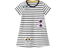 Winzik Toddler Summer Dress, Little Girls Short Sleeve Cotton Casual Dresses Clothes 2-8 Years