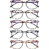 STASTEND 5 Pack Reading Glasses Blue Light Blocking for Women,Computer Readers with Spring Hinge