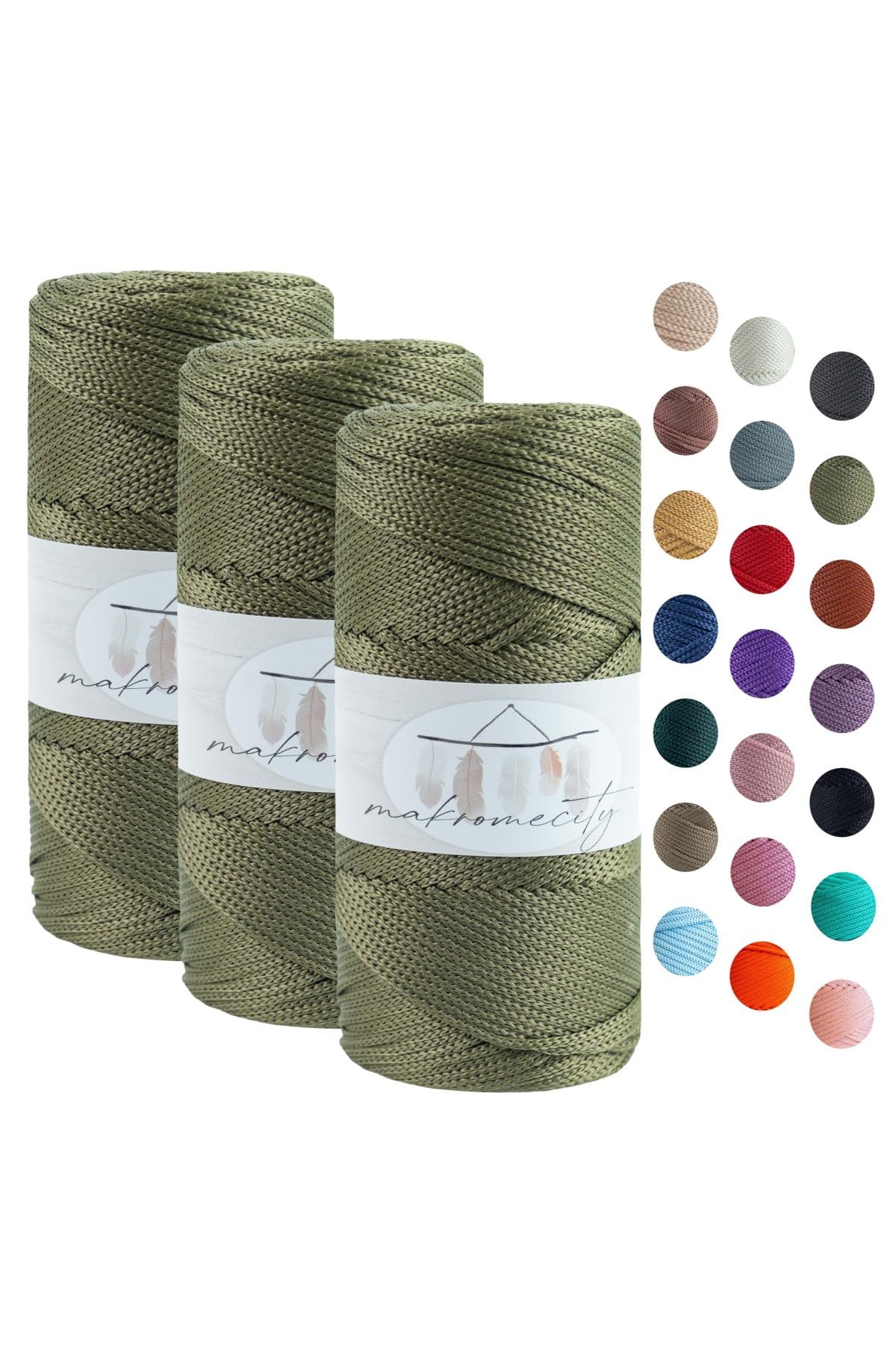 Strand Macrame Yarn 2mm x 115m Premium Polyester Macrame Cord Polypropylene Yarn for Crafts Home Decorations Placemat Shoulder Bag Handbag Runner Pacifier Chain 20 Colors