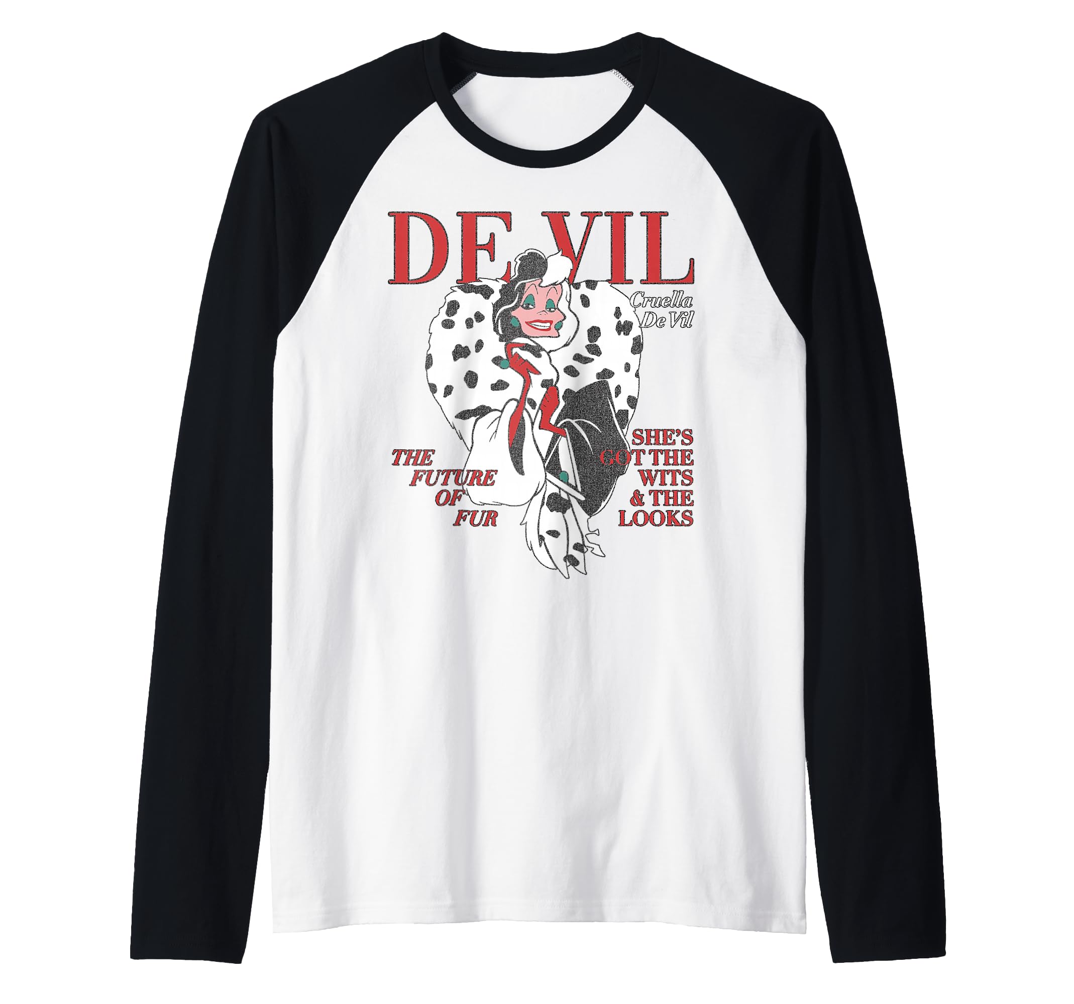 Disney Villains Cruella De Vil Magazine Cover Raglan Baseball Tee