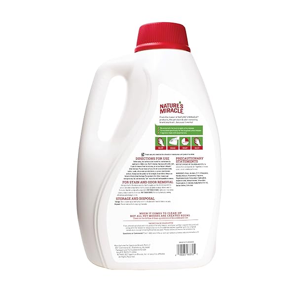 NATURE’S MIRACLE URINE DESTROYER PLUS FOR CATS, UNSCENTED, ENZYMATIC FORMULA FOR SEVERE CAT URINE STAINS, 1 GAL