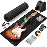 Guitar Mat &amp; Guitar Neck Rest Kit, Luthier Repair Tools | 15"x39" Large Size Non-Slip Mat, Dual-Height Guitar Neck Rest, Fit Electric, Bass &amp; Acoustic Guitar, Gift for Guitarists