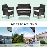 bigzzia Rattan Garden Furniture Set 4 Piece Patio Sofa Armchairs Table Black view 7