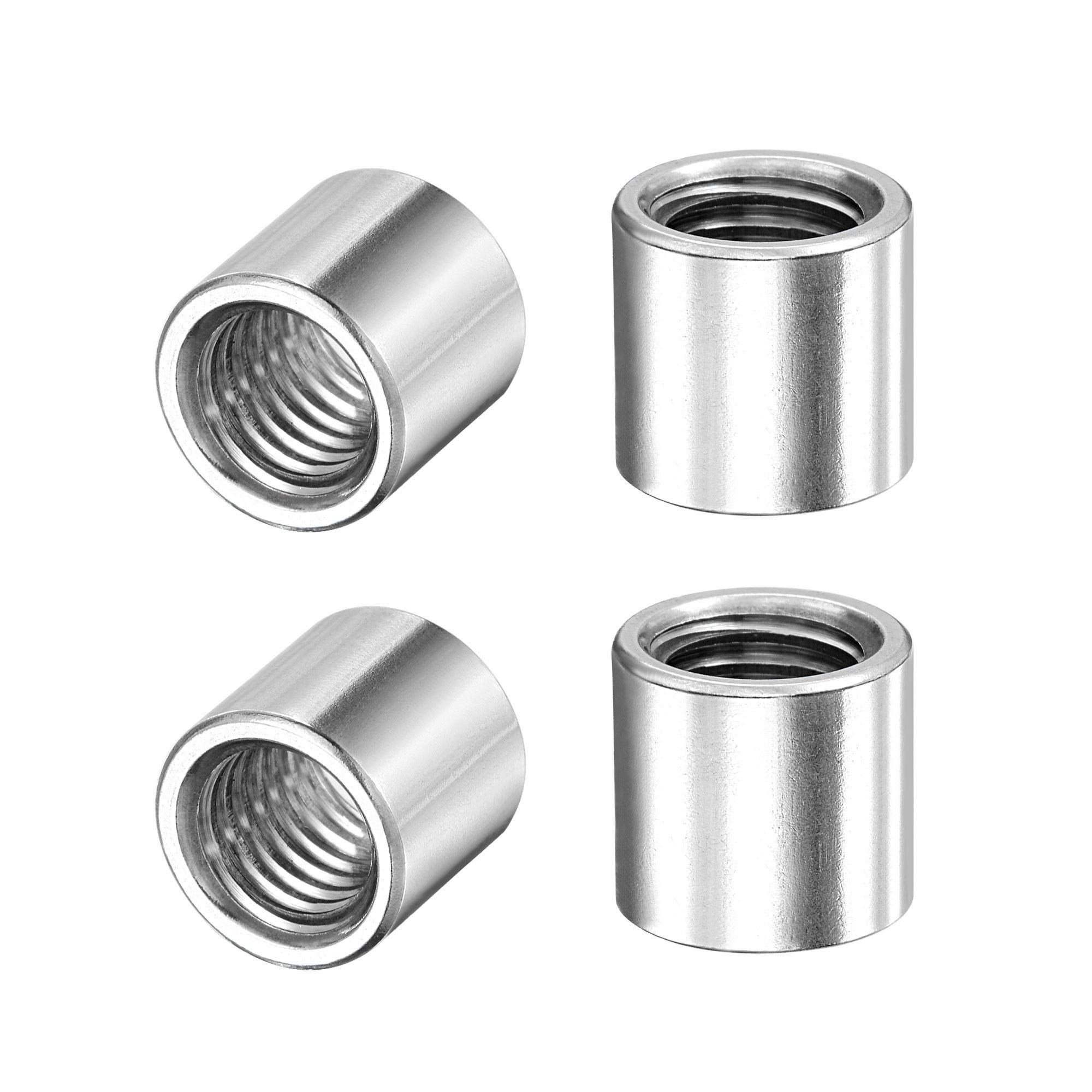 sourcing map Round Weld Nuts, M10 x 14mm x 13mm Weld On Bung Female Nut Threaded - 201 Stainless Steel Insert Weldable 4pcs