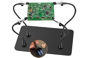 Drdefi Magnetic Helping Hands Soldering Third Hand, Drdefi Soldering Station with Alligator Clips PCB Circuit Board Holder Tool 4 Gooseneck Arms Non-Slip Base for Electronics Repair Jewelry Hobby