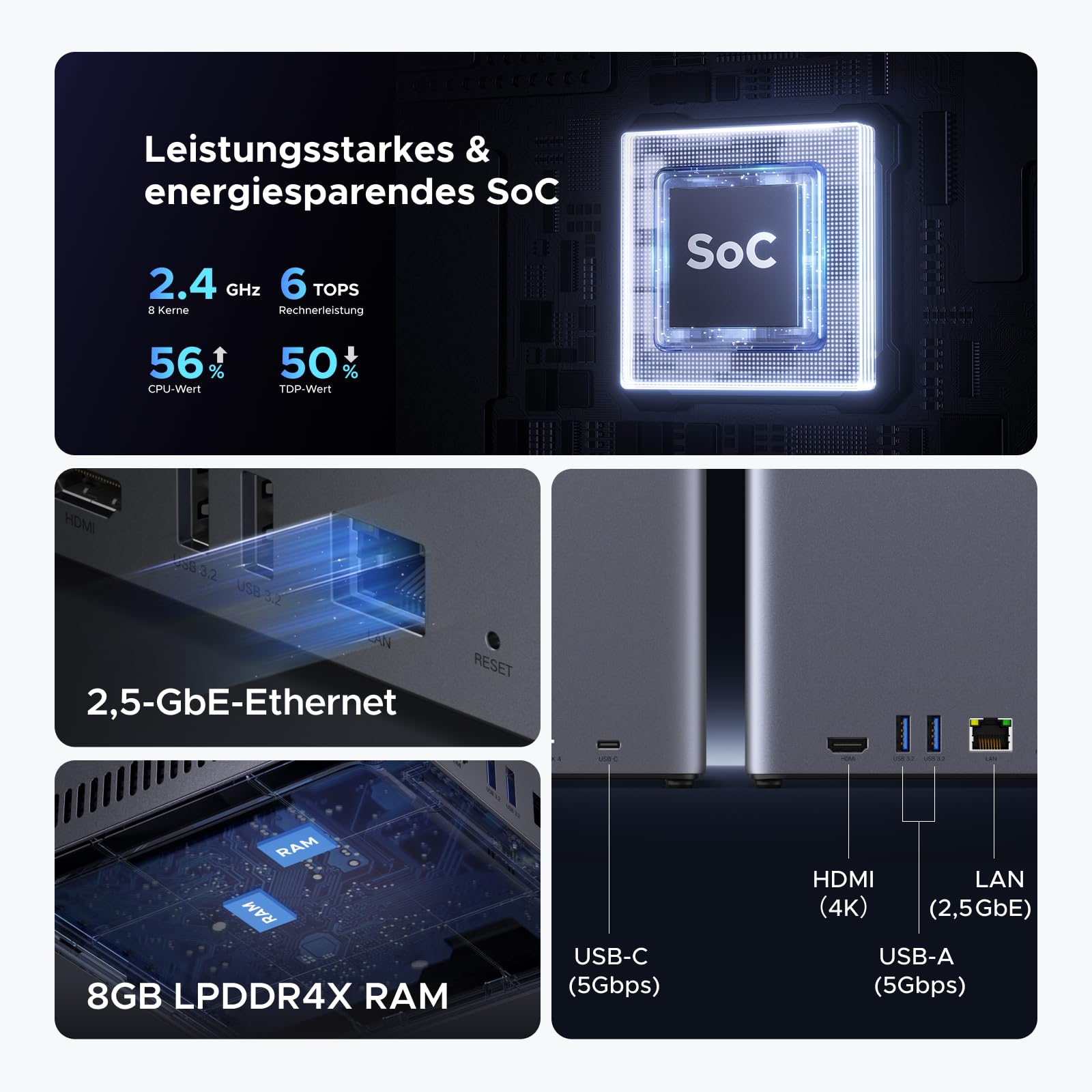 UGREEN NASync DH4300 Plus 4 Bay NAS für Zuhause, Büro und Teams (ohne HDD) 6