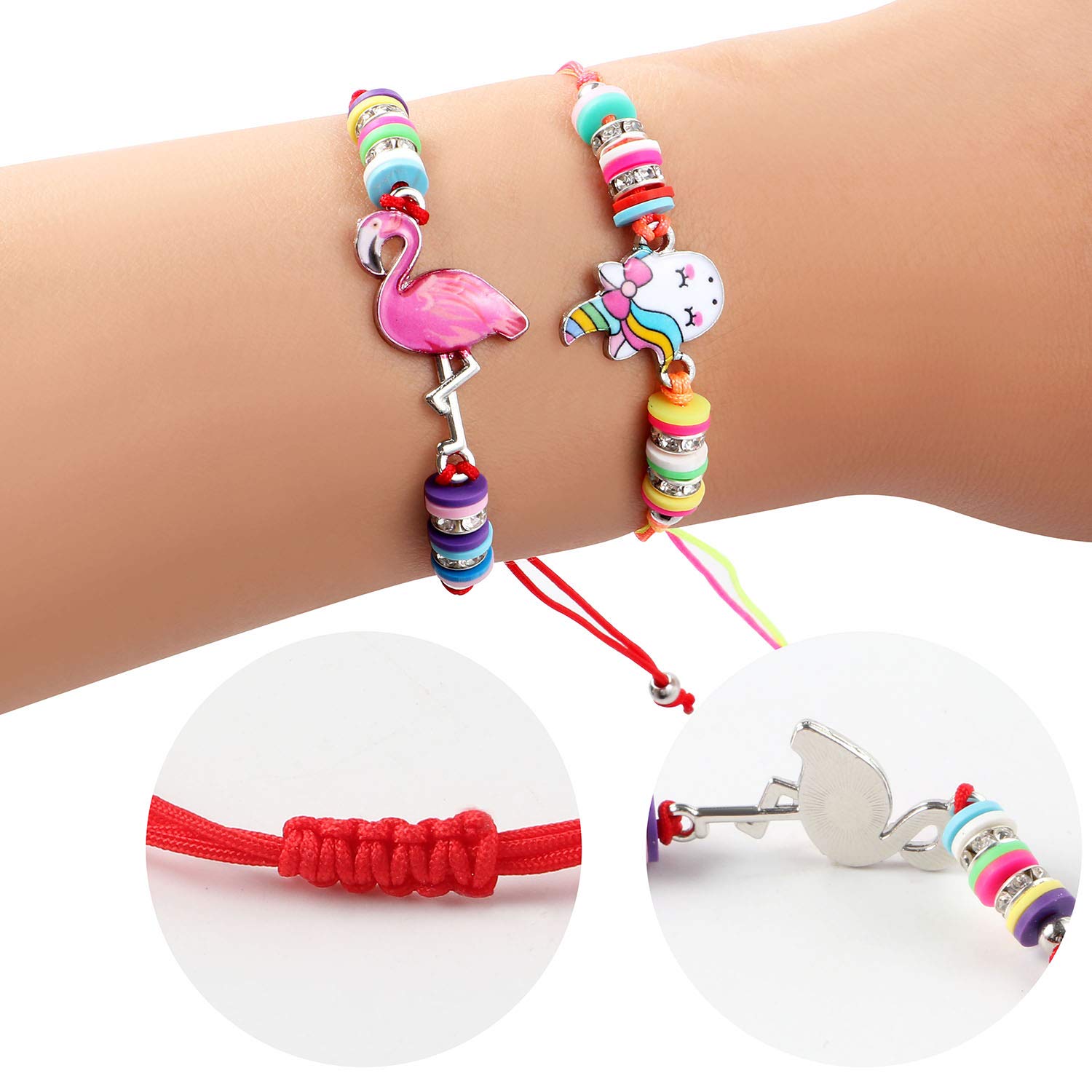 Lorfancy 12 Pcs Kids Girls Bracelets Jewelry Animal Pendant Unicorn Owl Cute Bracelet Multicolor Rhinestone Woven Friendship Bracelets for Party Favors Pretend Play Bracelets Kids
