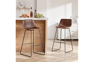 HeuGah Bar Stools,30" Bar Height Stools Set of 2,Faux Leather Bar Stools with Back,Modern Counter Stool for Kitchen Island