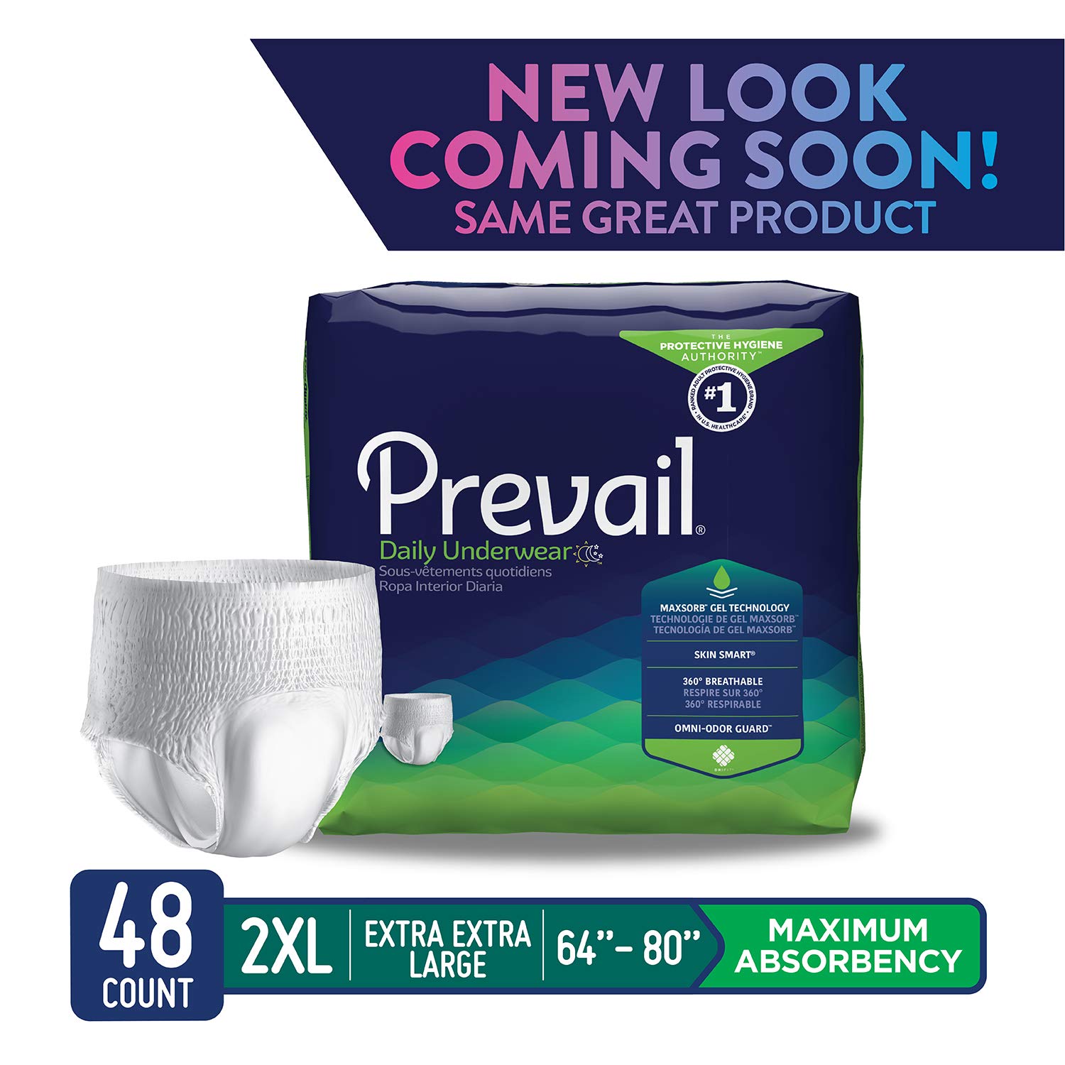 Prevail Maximum Absorbency Incontinence Underwear, 2XLarge, 12Count