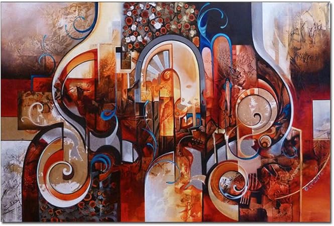 Amazon Co Jp 現代アートキャンバス絵画赤い店の壁アート写真プリント抽象的なポスターとプリントコーヒー家の装飾アートワーク 50x70cm フレームレス Generic