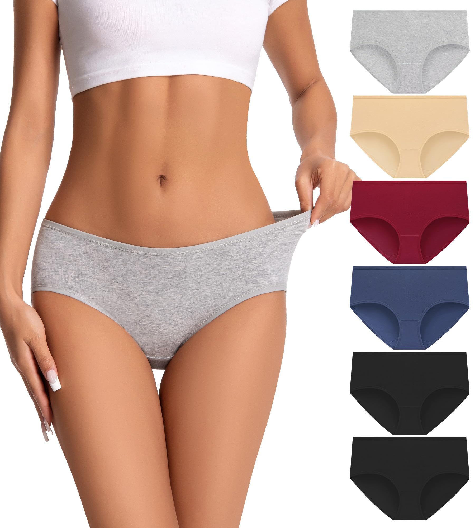 Photo 1 of dmuveo Womens Underwear Cotton Hipster Full Coverage Panties Laides Low Rise Briefs 6 Pack Plus Size 8, X-Large