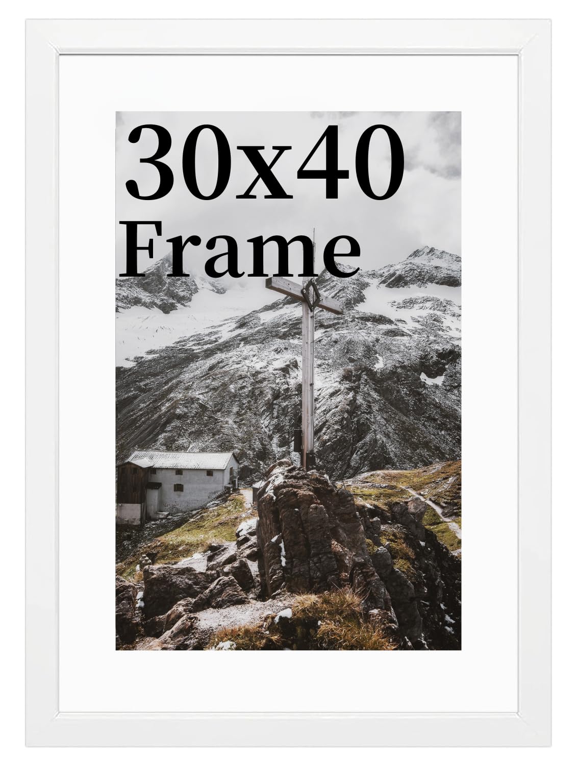 30x40cm Picture Frame, whitePicture Frames 30x40, White Wooden Frame with Clear Acrylic Glass,Poster Frame to Hang Portrait or Landscape, for Family Photos With Stand Table Top or Wall Hanging