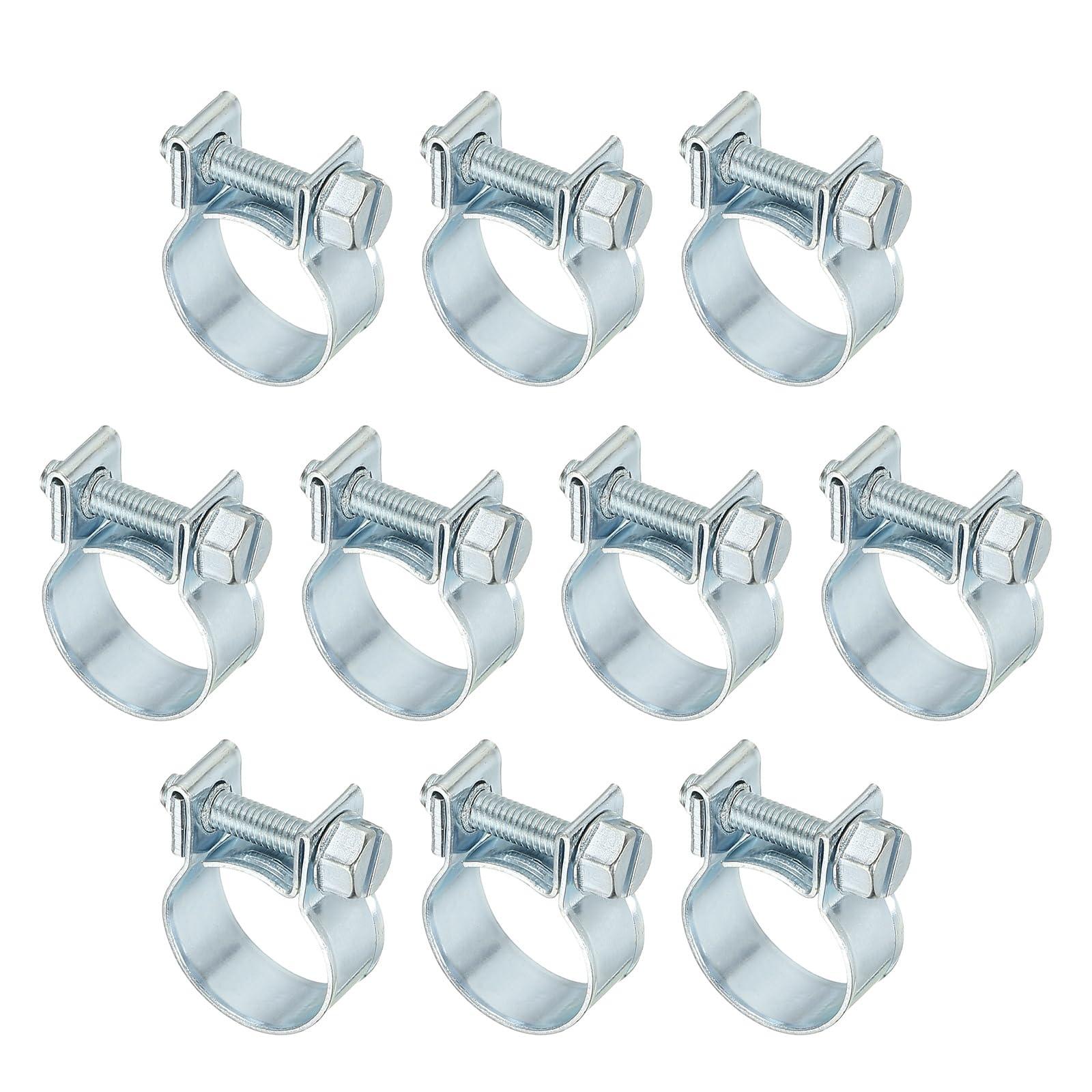 PATIKIL 10 Pcs 15-17mm Mini Fuel Injection Hose Clamps Zinc Plated Adjustable Clamp