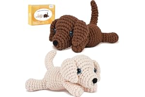 MOREJMTT Crochet Kit for Beginners, Learn to Crochet, Include Easy Knitting Soft Yarn, Step-by-Step Video Tutorial, Hook, Holiday Birthday Gift for Adults and Kids(Golden Retriever)