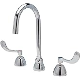 Zurn Z831B4-XL AquaSpec Widespread Gooseneck Faucet, 5 3/8" Spout, 2.2 GPM Pressure-Compensating Aerator, 4" Wrist Blade Handles, Chrome