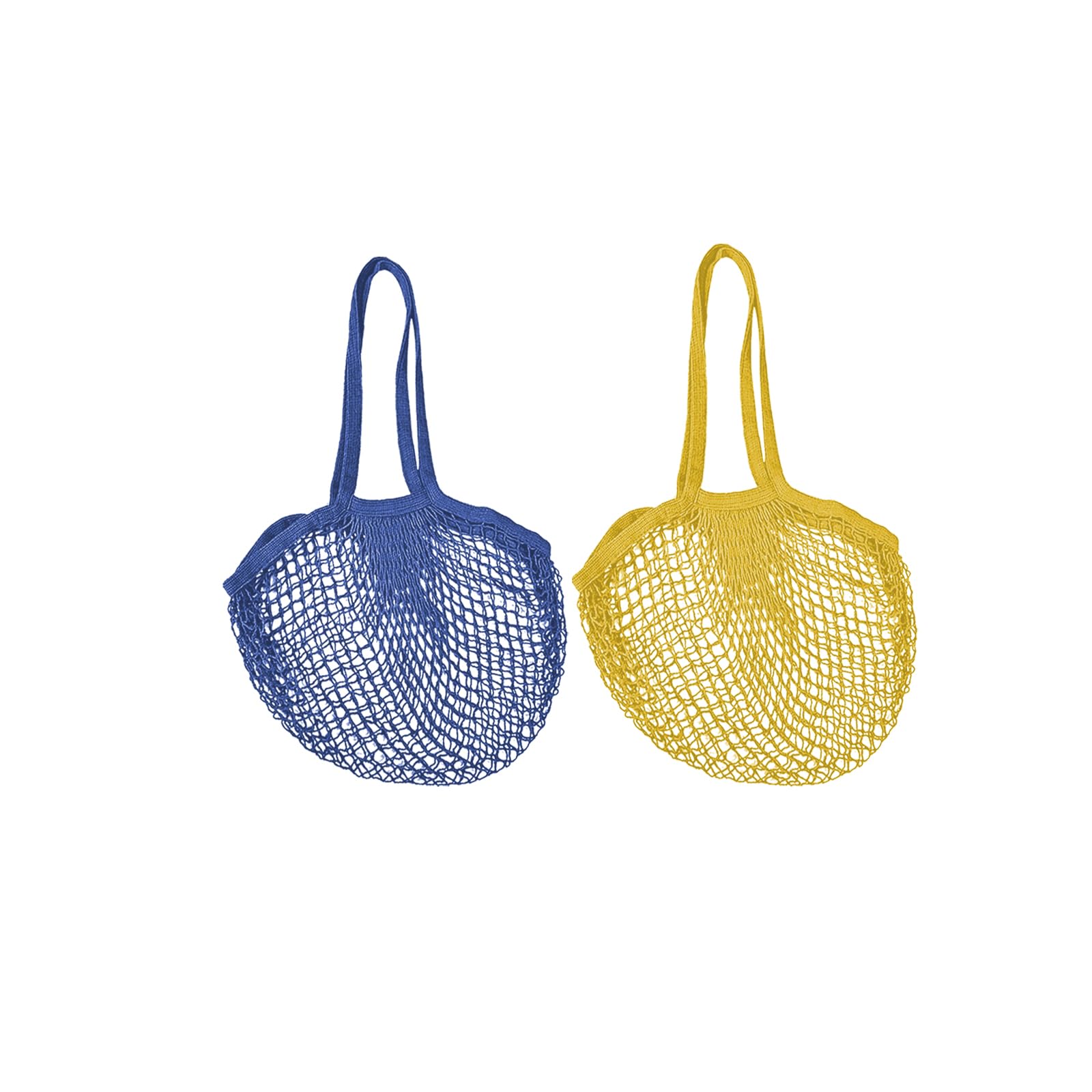 Soulnioi Reusable Grocery Mesh Bag Long Handle Cotton String Mesh Produce Bags Organic Grocery Shopping Bags Portable/Washable Mesh Bag for Fruit and Vegetables Storage 2PCS in 2 color