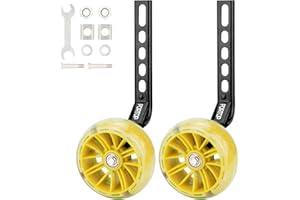 FORTOP Bike Training Wheels, Pair of Heavy Duty Rear with Stabilizers Mounted Kit for Kids Boy Girls Bikes of Single Speed Bicycle with 12 14 16 18 20 Inch (Heavy Duty Yellow, 12IN-20IN)