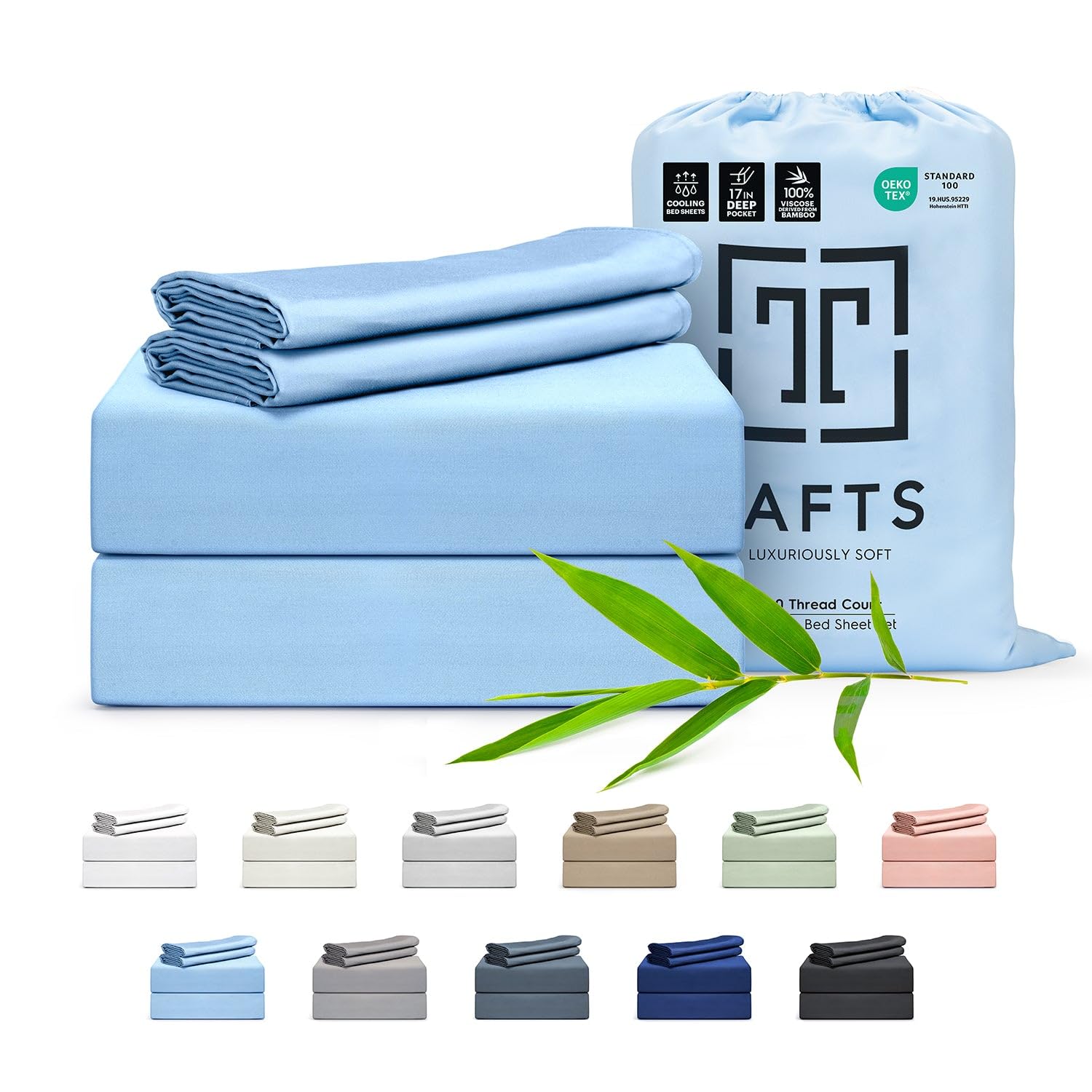 Tafts King Sheets Set, Pure 100% Viscose derived