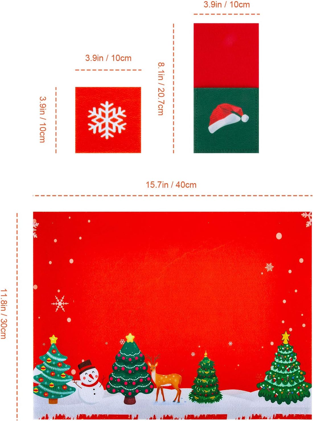 ziidoo Christmas Place Mats for Kitchen Table, Christmas Theme Felt Table Placemats Set of 18,Heat-Resistant Placemats Washable Stain Resistant Anti-Slip Dining Placemat: Home & Kitchen