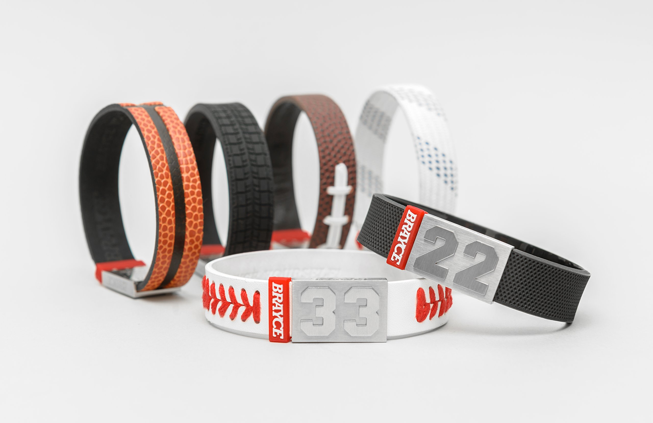 BRAYCE® Jersey Bracelet with Your Number 00-99 I Authentic & Customized Sportswear for Hockey, Football, Baseball & Basketball