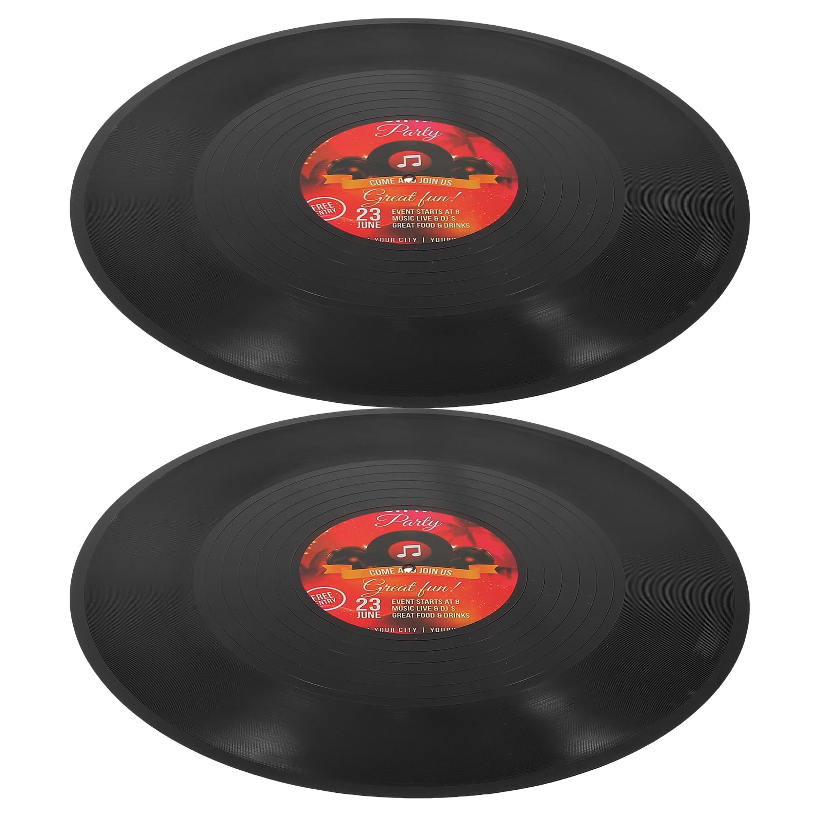 FOMIYES 2pcs 12-Inch Fake Vinyl Records Wall Decor, Retro Style Plastic Vinyl Records for Bar, Cafe, Home, Music Party Decorations, Black