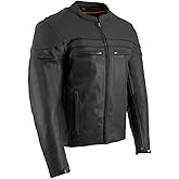 Milwaukee Leather SH1408 Men's Sporty Crossover Vented Black Motorcycle Leather Scooter Jacket