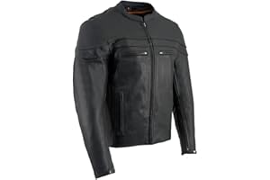Milwaukee Leather SH1408 Men's Sporty Crossover Vented Black Motorcycle Leather Scooter Jacket - X-Large