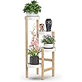 Wisuce Bamboo Plant Stands Indoor, 4 Tier Tall Corner Plant Stand Holder & Plant Display Rack for Outdoor Garden Indoor Home (4 Tier -2)