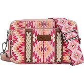 Wrangler Crossbody Bag for Women Boho Aztec Small Multi Pocket Crossover Purse