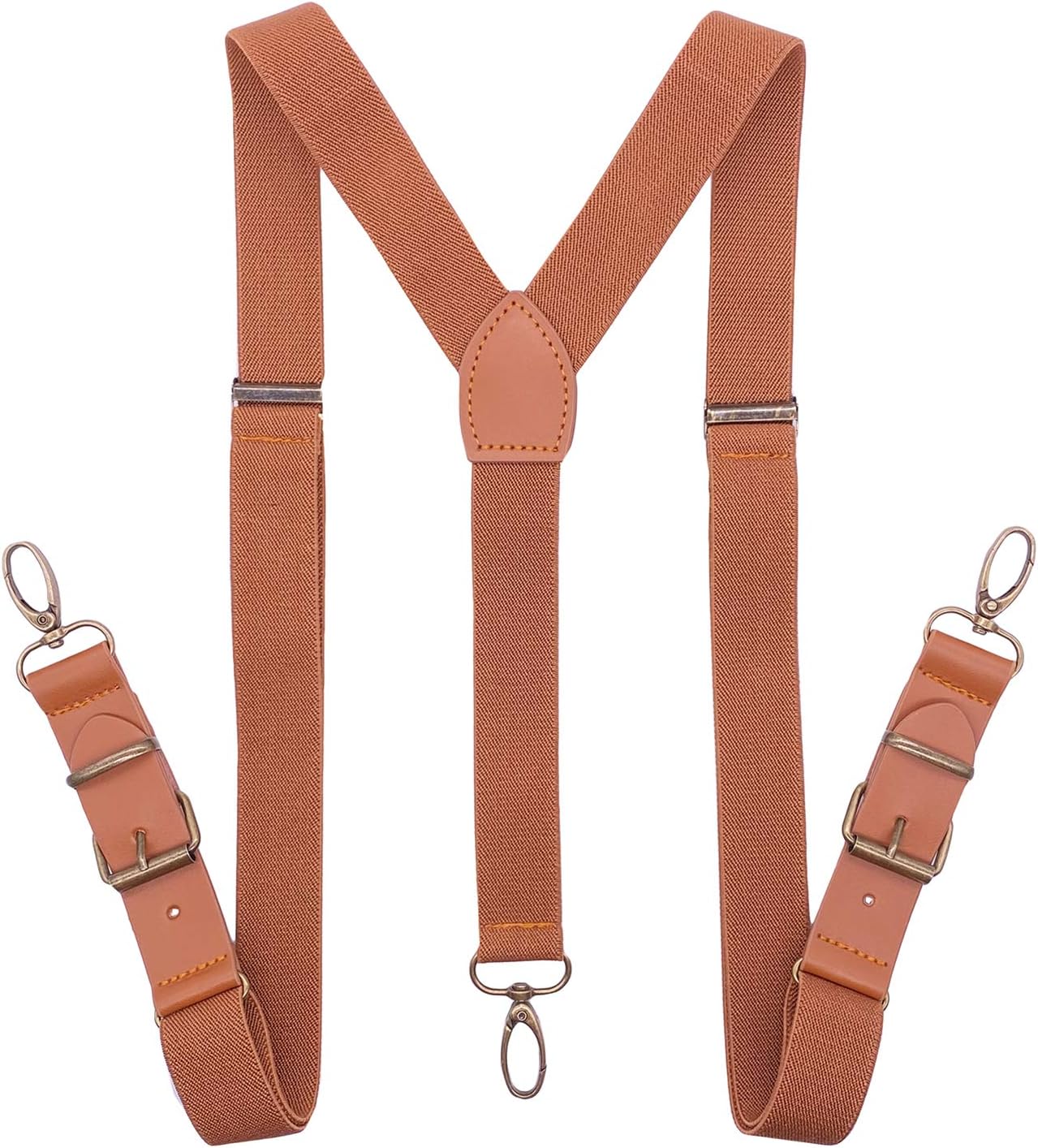 SupSuspen Retro Suspenders for Men Brown Vintage Leather Suspenders