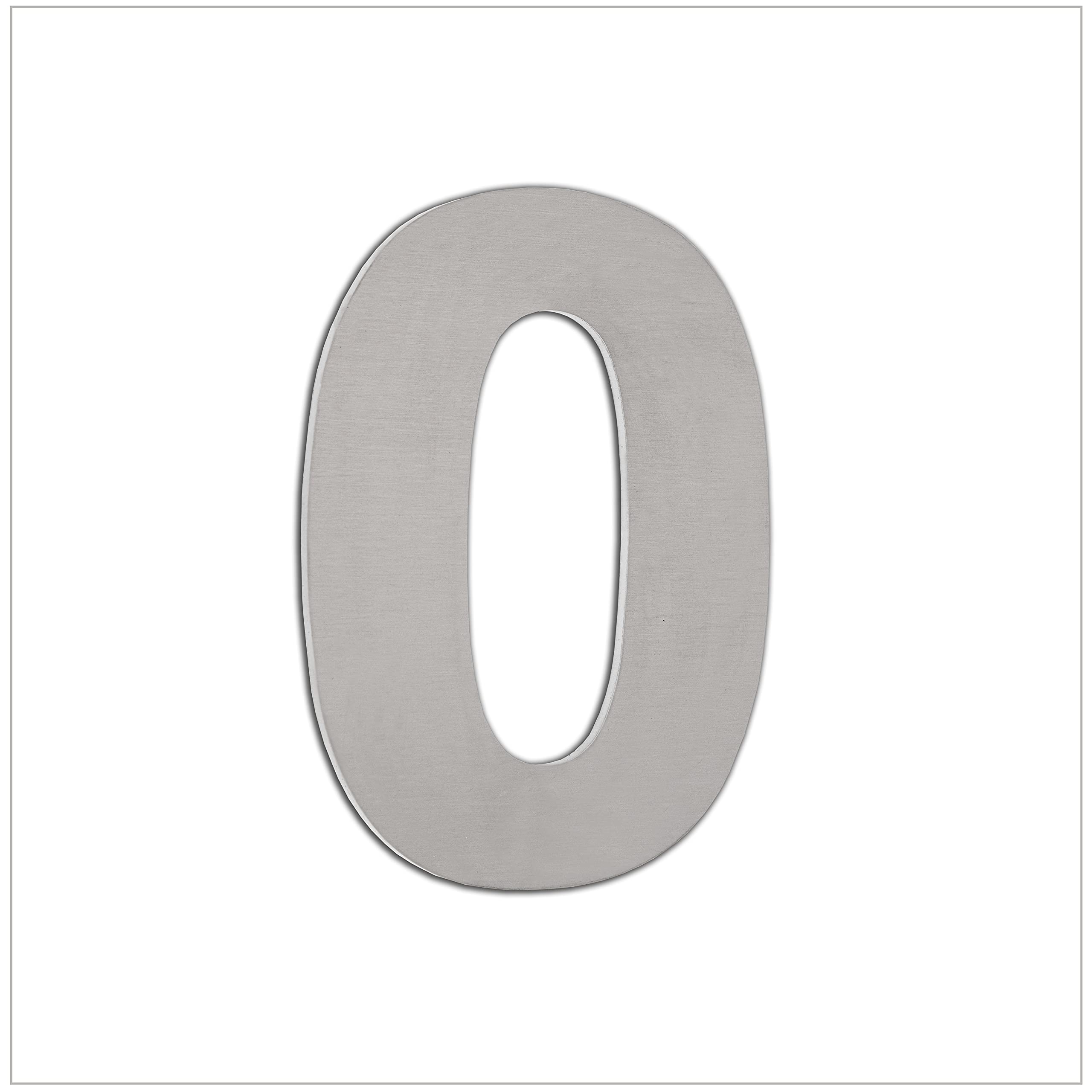 EVI Herrajes | House Number | 8cm Adhesive Stainless Steel Door Numbers | Waterproof | "0" Digit