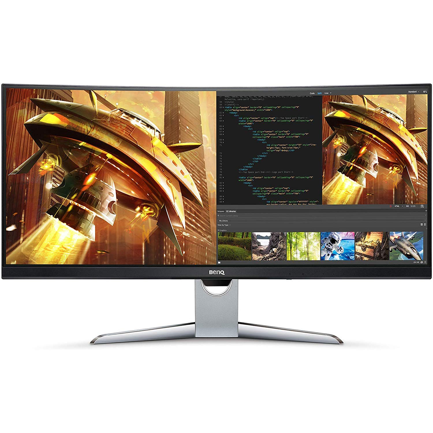 Monitor curvo para juegos BenQ EX3501R ultraancho de 35 pulgadas QHD 100 Hz con AMD FreeSync, Brightness Intelligence Plus, USB-C, HDMI y DP para una experiencia de juego óptima
