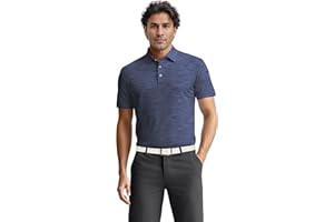 PGA TOUR Airflux Jaspe Cotton Short Sleeve Golf Performance Polo Shirt for Men, Moisture-Wicking, Sun Protection