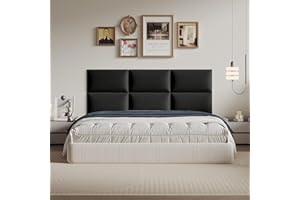 MAQQL Compact Black Linen Wall-Mounted Headboard 24x12 Inch 6-Panel Kit - Space-Saving Design for Queen Beds, Non-Damaging Installation
