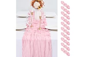 ABKLESACH 10 Pack Pink Table Runner 10Ft Cheesecloth Table Runner Boho Gauze Cheese Cloth Table Runners Romantic Long Sheer Fabric Table Runners for Wedding Party Bridal Shower