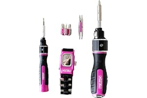 The Original Pink Box Double Drive Screwdriver Set with Lighted Magnetic Wristband, Pink