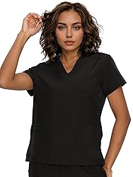 floralhue Scrub Tops for Women, Curved V-Neck Scrub