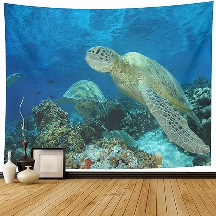 Amazon Com Ahawoso Tapestry Wall Hanging 60 X50 Coral Blue