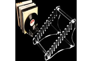 HHUXIUE Vinyl Record Storage, Stepped, Acrylic Album Record Racks and LP Displays for Record Collectors, Stores, Homes, Art Spaces, Holds 12 Records (Transparent)