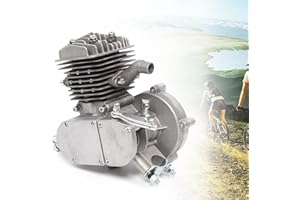 KONKENIE 80CC 2-Stroke Petrol Gas Motor Engine Single Cylinder Air-Cooled Bike Engine Motorized Bicycle Engine 1.85KW 1.65HP 5500RPM (Silver)