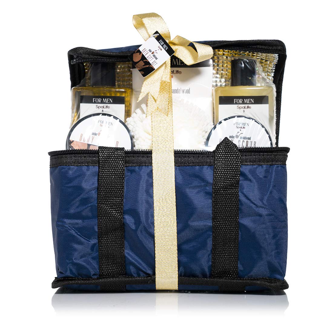 Spa Life All Natural Bath and Body Luxury Spa Gift Set Basket (Mens Sandalwood) : Beauty